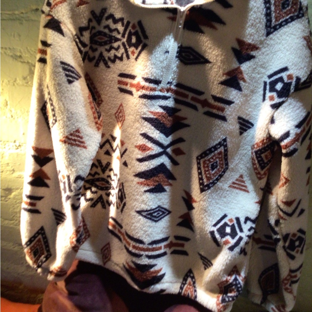 3 Left Saaale boho Aztec Patterned Fleece shacket pullover - Picture 2 of 6